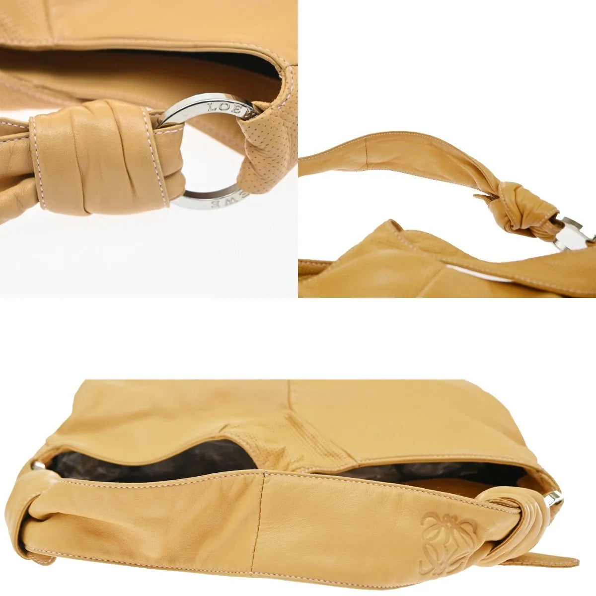 Loewe Vintage Knot Nappa Leather Hobo Bag Leather, Beige, Leather, Handbag