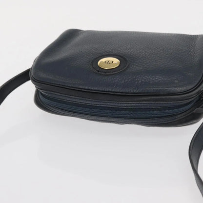 Christian Dior Vintage CD Logo Leather, Navy, Leather, Shoulder Bag