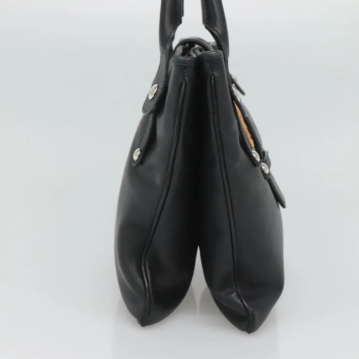 Salvatore Ferragamo Gancini Leather, Black, Leather, Handbag