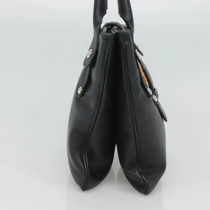 Salvatore Ferragamo Gancini Leather, Black, Leather, Handbag