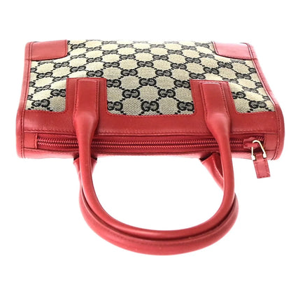 Gucci Vintage Zip Tote GG Canvas with Leather, Gray, Canvas, Tote Bag