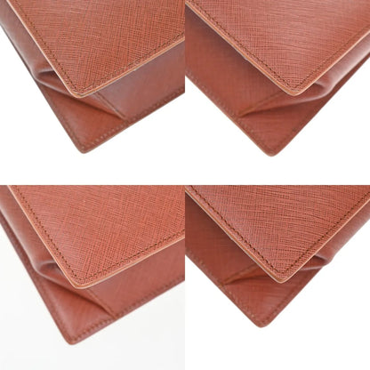 Salvatore Ferragamo Double Gancini Top Handle Saffiano Leather, Brown, Leather, Handbag