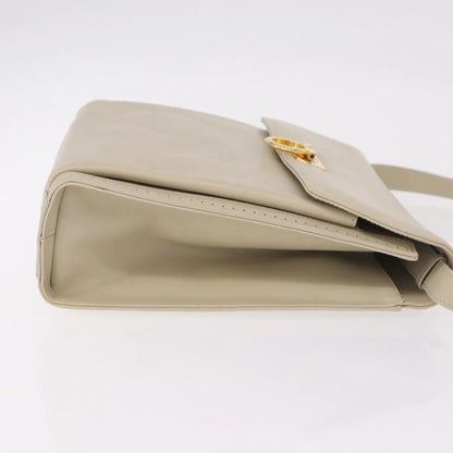 Salvatore Ferragamo Gancini Leather, Beige, Leather, Shoulder Bag