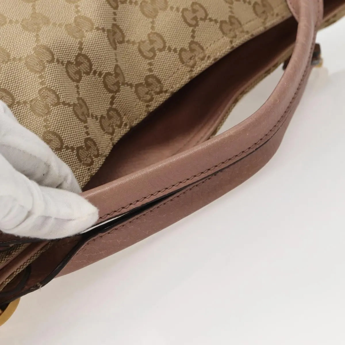 Gucci Vintage Interlocking G Canvas and Leather, Beige, Canvas, Handbag