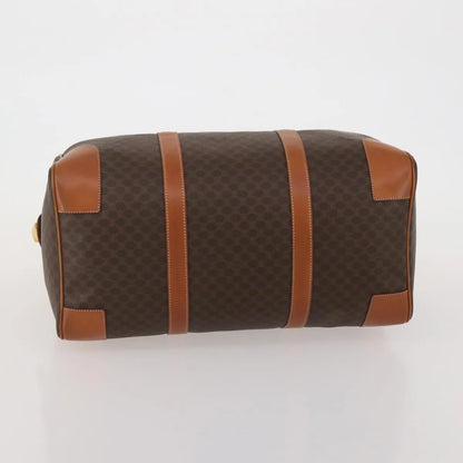 Celine Vintage Macadam Boston Canvas and Leather, Brown, PVC, Handbag