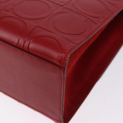 Salvatore Ferragamo Vintage Gancini Top Handle Embossed Leather, Red, Leather, Handbag