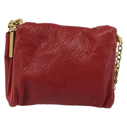Saint Laurent Chain Leather, Red, Leather, Shoulder Bag