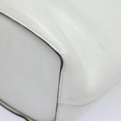 Celine Vintage Circle Logo Leather, White, Leather, Shoulder Bag
