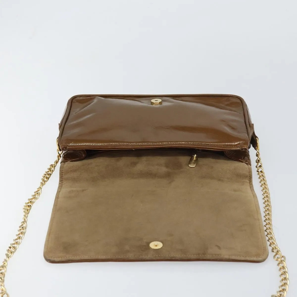 Bally Vintage Chain Quilted Patent leather, Brown, Patent Leather, Shoulder Bag