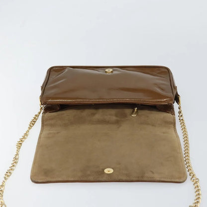 Bally Vintage Chain Quilted Patent leather, Brown, Patent Leather, Shoulder Bag