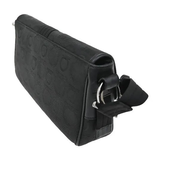Salvatore Ferragamo Gancini Canvas, Black, Canvas, Shoulder Bag