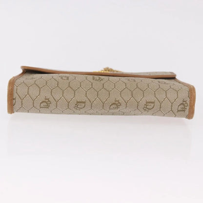 Christian Dior Vintage Honeycomb chain Canvas, Beige, Canvas, Shoulder Bag