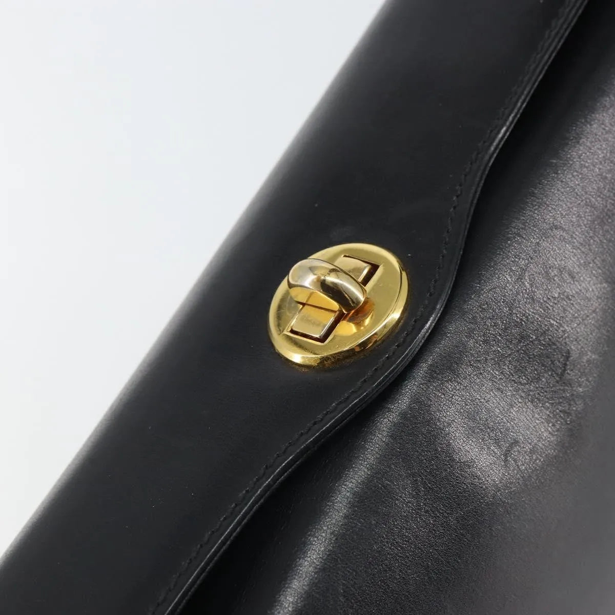 Gucci Vintage Convertible Box Leather, Black, Leather, Handbag