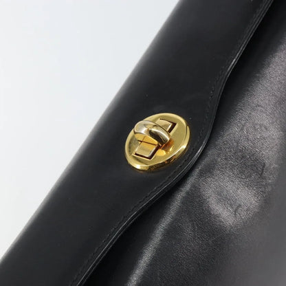 Gucci Vintage Convertible Box Leather, Black, Leather, Handbag