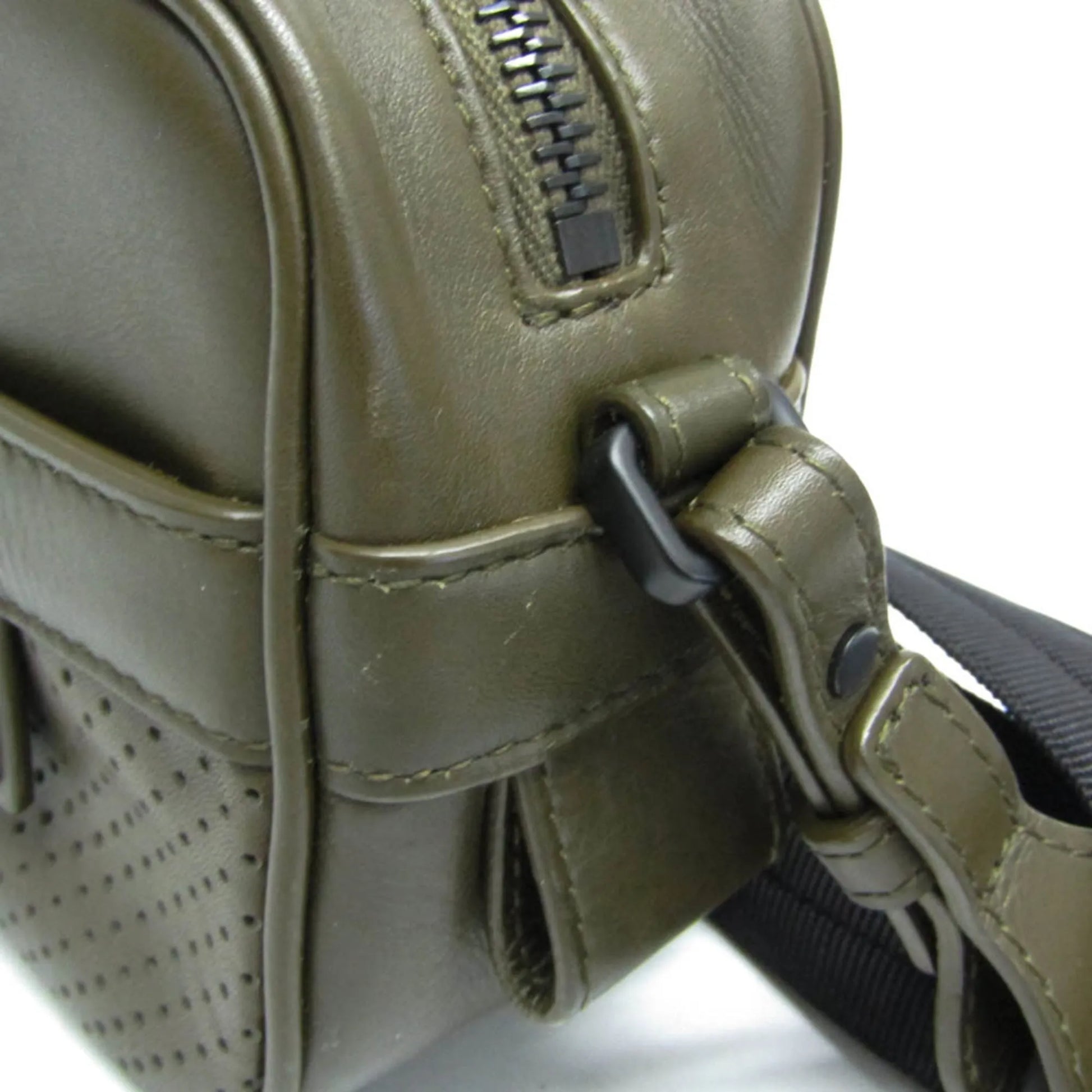 Bottega Veneta Crossbody Perforated Leggero Leather, Khaki, Leather, Shoulder Bag