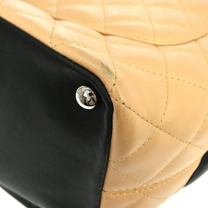 Chanel Cambon Tote Quilted Leather, Beige, Leather, Tote Bag