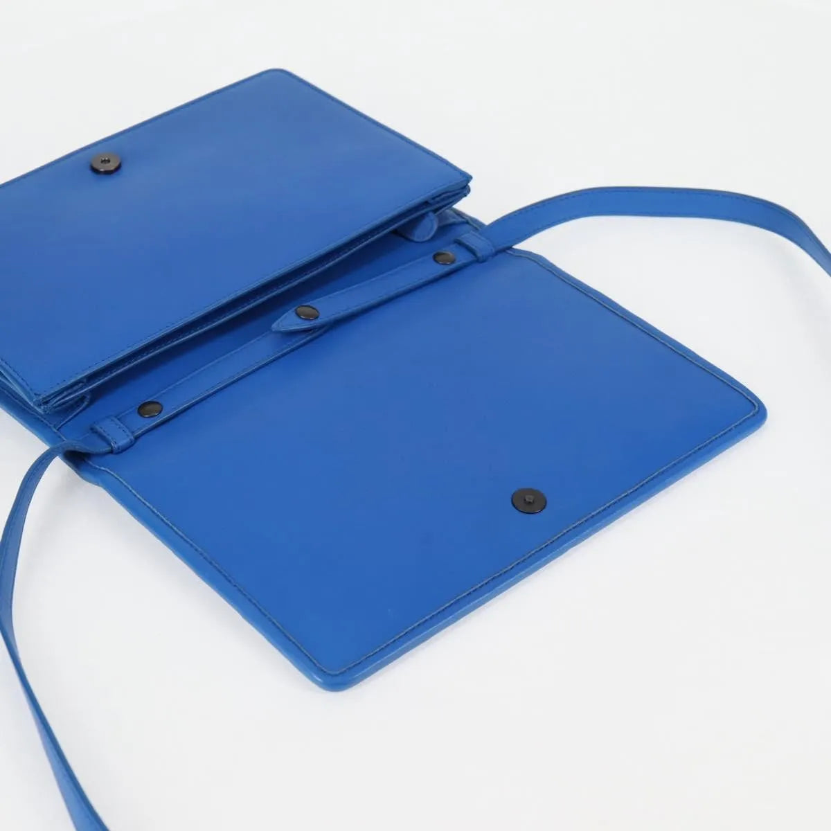 Bottega Veneta Double Compartment Flap Intrecciato Nappa, Blue, Leather, Shoulder Bag