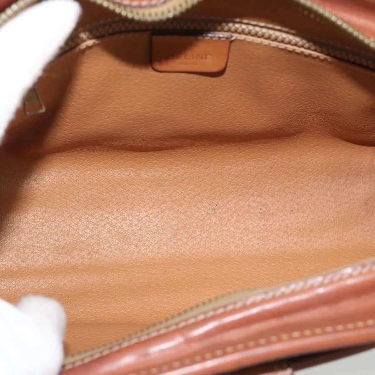 Celine Vintage Macadam Canvas and Leather, Beige, Canvas, Shoulder Bag