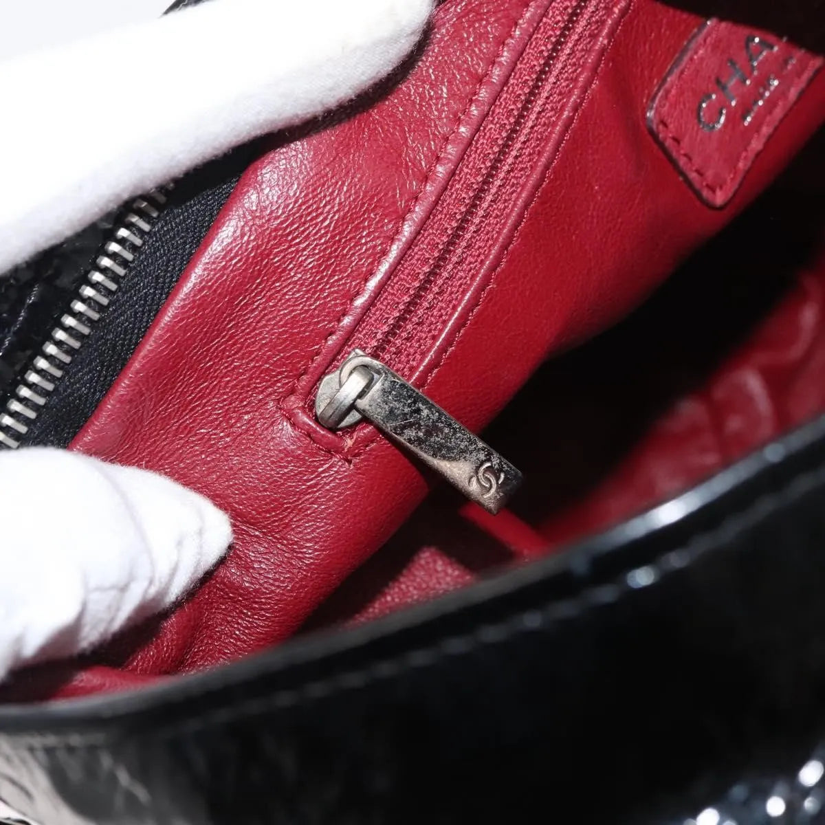 Chanel Bon Bon Pyramid Wristlet Patent, Black, Patent Leather, Shoulder Bag