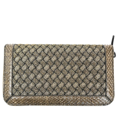 Bottega Veneta Intrecciato Long Zip Leather, Brown, Leather, Wallet