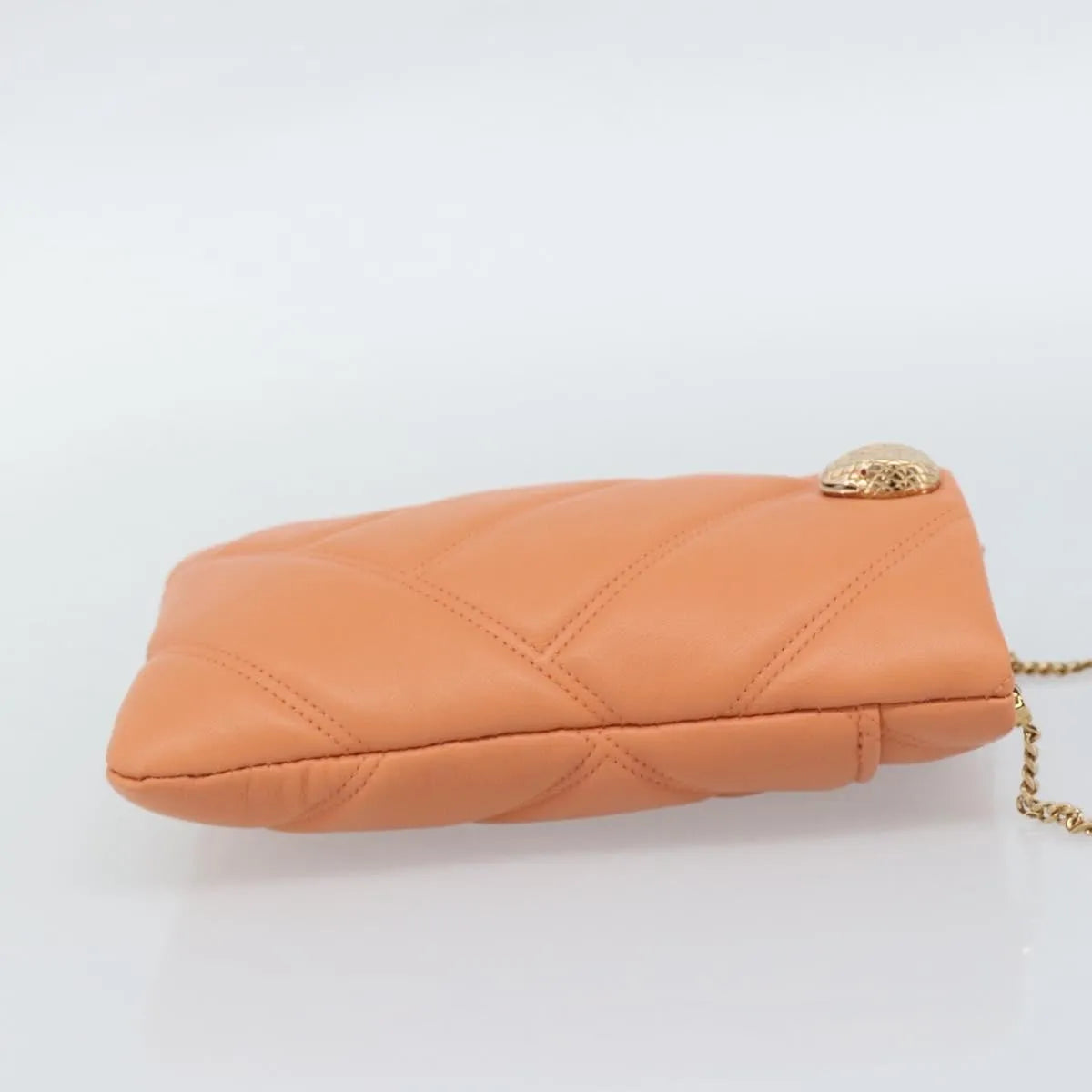 Bvlgari Serpenti Cabochon Phone Holder on Chain Diagonal Quilted Leather, Orange, Leather, Clutch