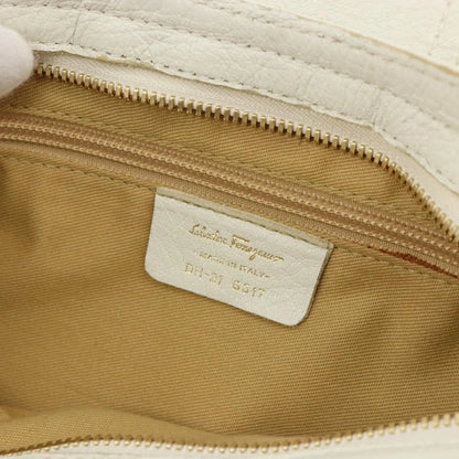 Salvatore Ferragamo Gancini Leather, White, Leather, Handbag