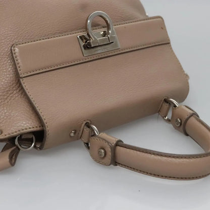 Salvatore Ferragamo Sofia Satchel Leather, Beige, Leather, Handbag