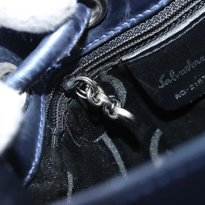 Salvatore Ferragamo Vala Patent Leather, Navy, Patent Leather, Backpack