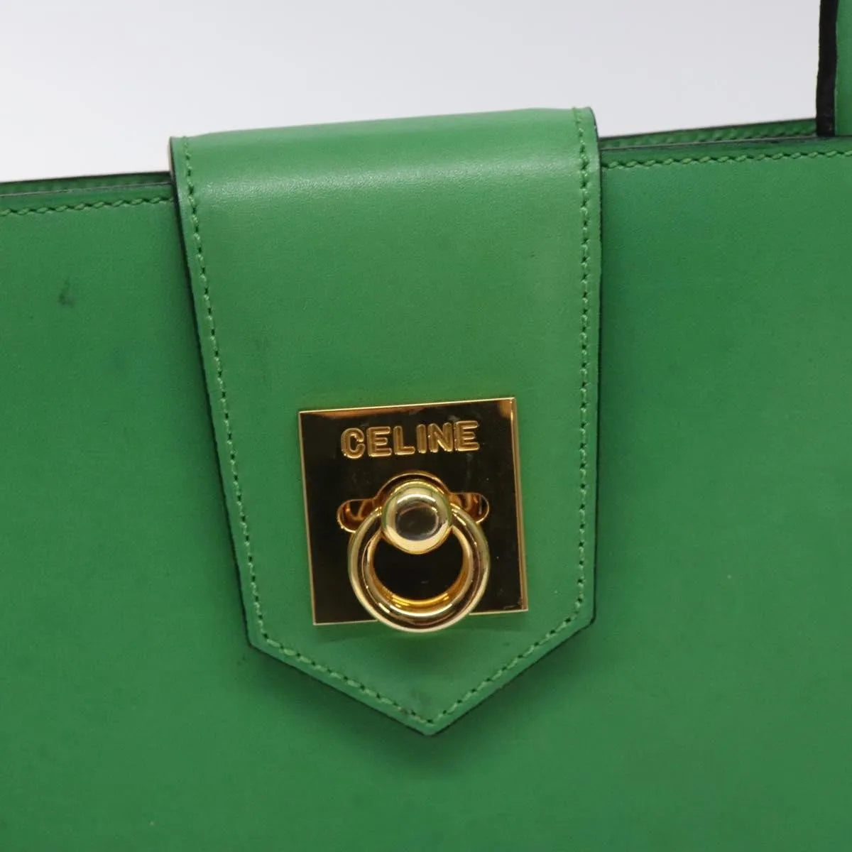 Celine vintage Leather, Green, Leather, Handbag