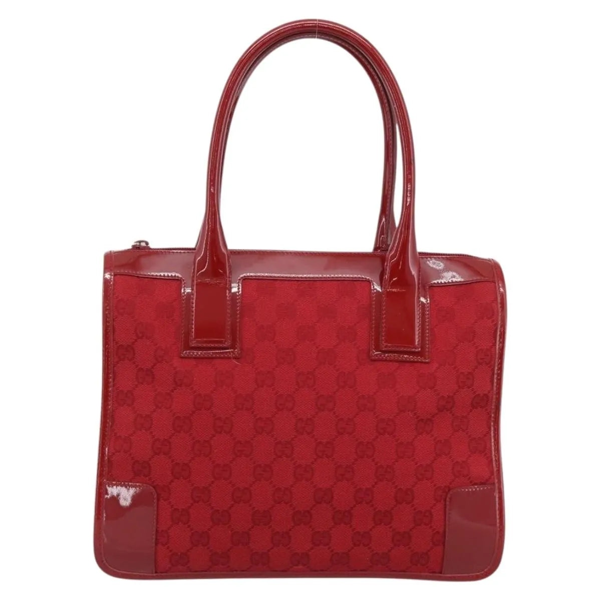 Gucci Structured Top Handle Open Tote GG Canvas, Red, Canvas, Handbag