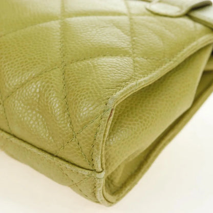 Chanel Vintage Zip Belt Quilted Caviar, Yellow, Leather, Shoulder Bag