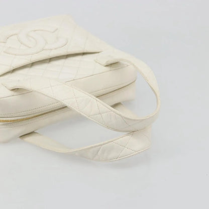 Chanel CC handbag Leather, White, Canvas, Handbag