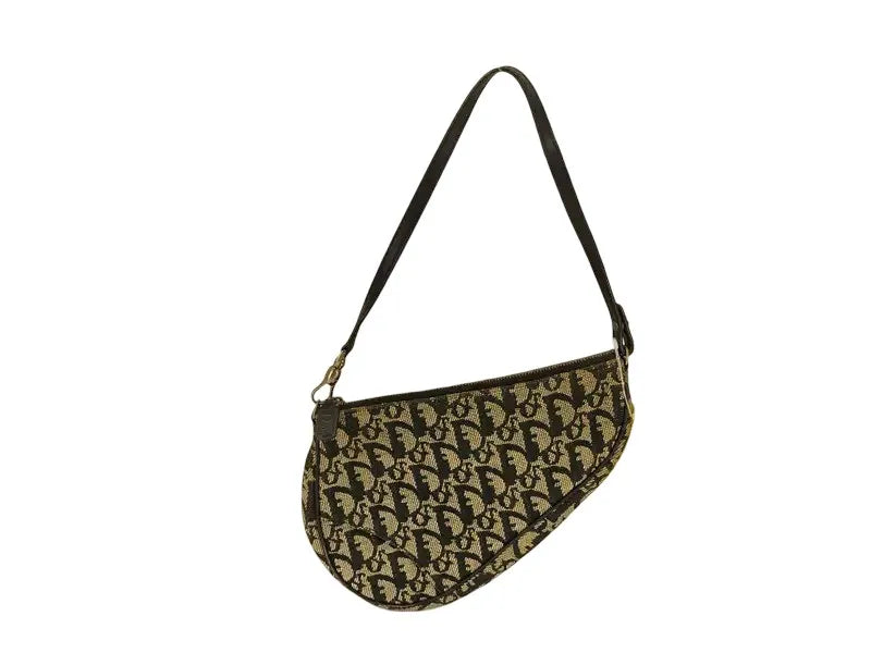 Christian Dior Vintage Saddle Diorissimo Canvas, Beige, Canvas, Shoulder Bag