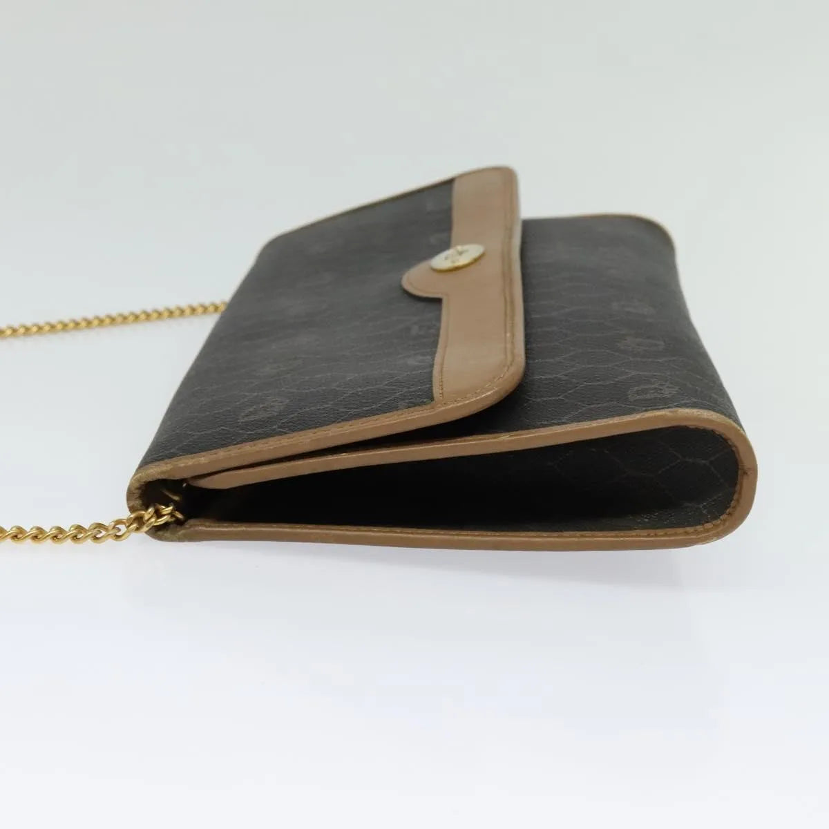 Christian Dior Vintage Honeycomb chain Canvas, Black, Canvas, Shoulder Bag