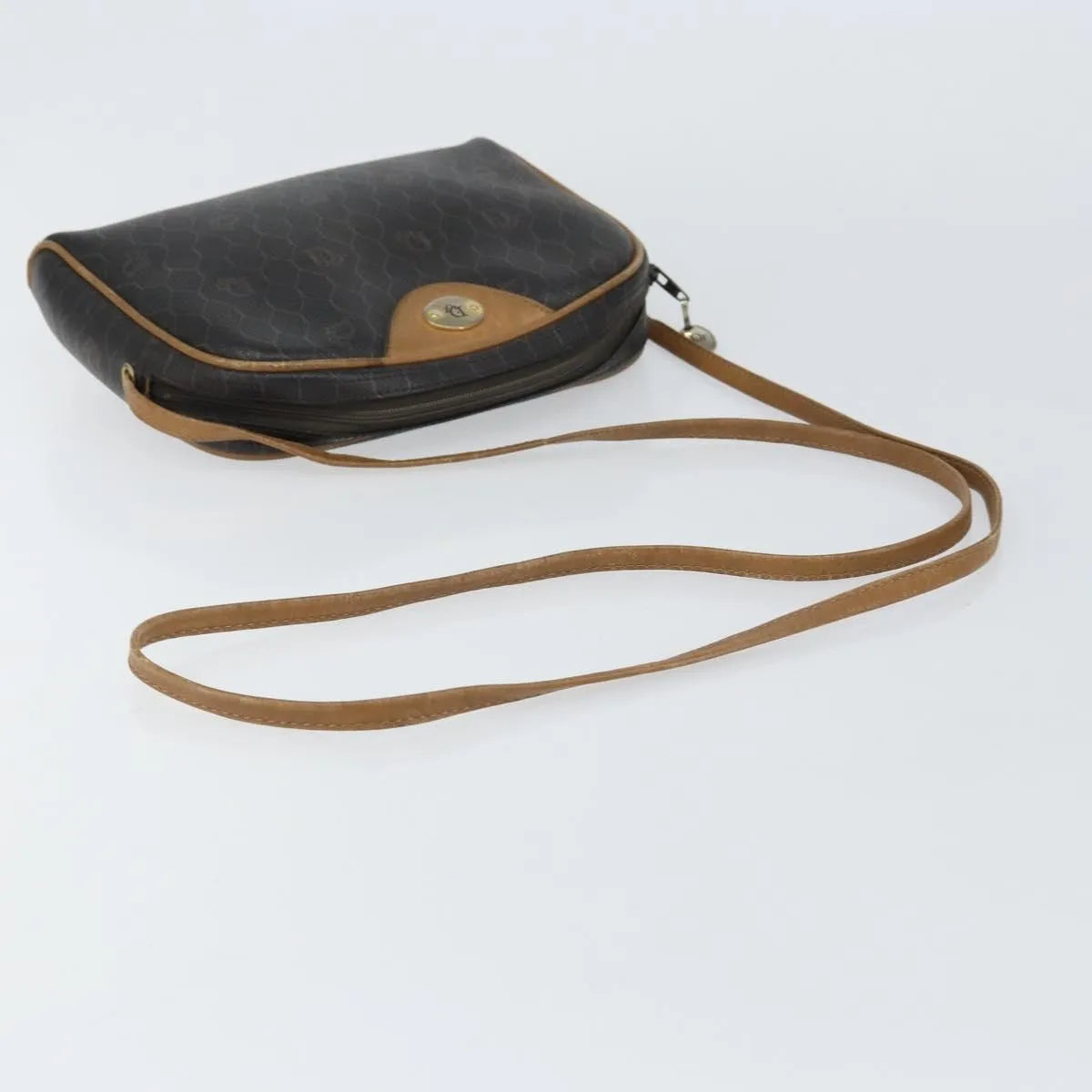 Christian Dior Vintage Honeycomb Canvas and Leather, Black, Canvas, Shoulder Bag