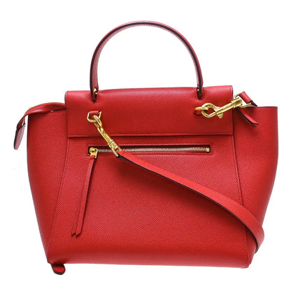 Celine Belt Calfskin, Red, Leather, Handbag
