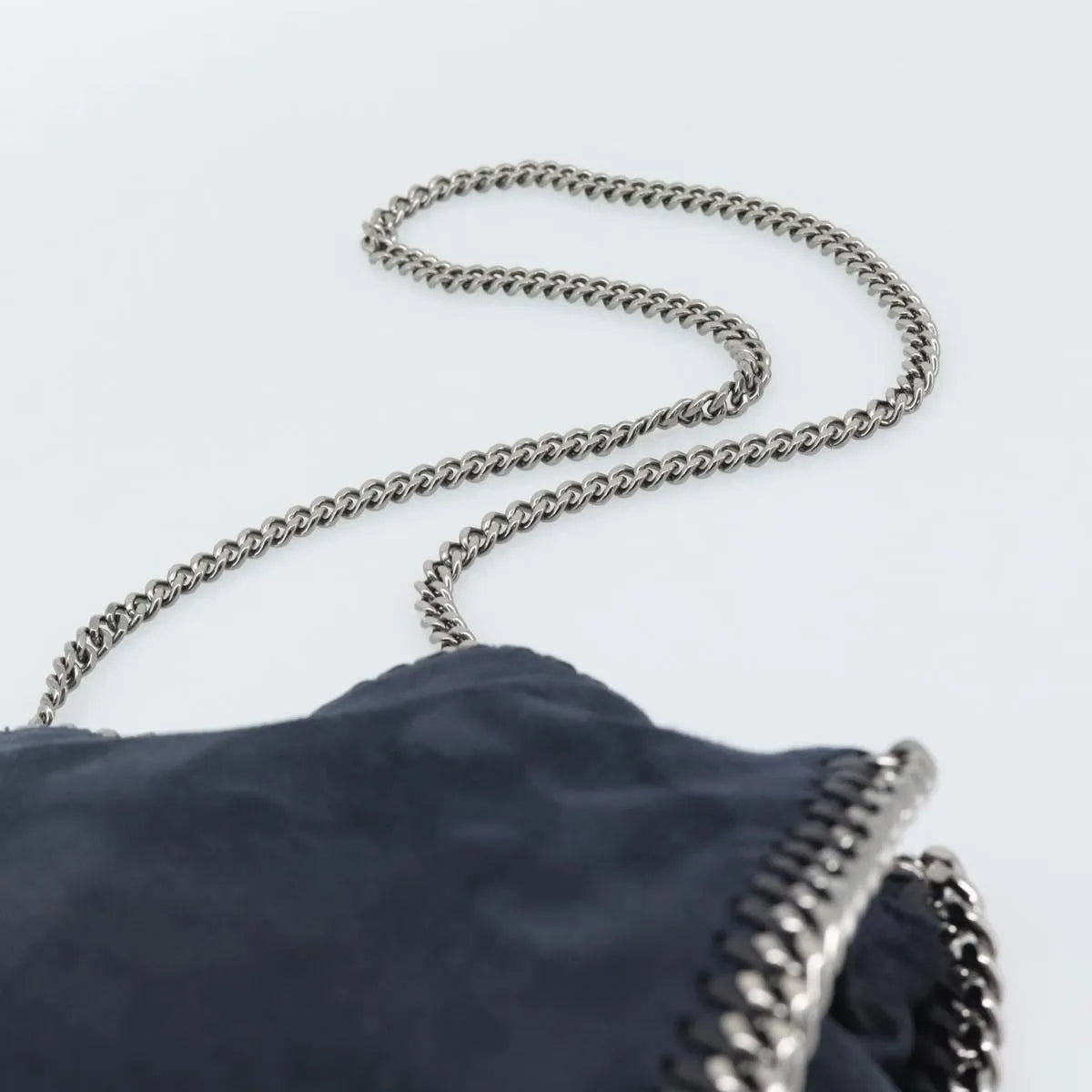 Stella McCartney Falabella Fold Over Faux Leather, Navy, Polyester, Shoulder Bag
