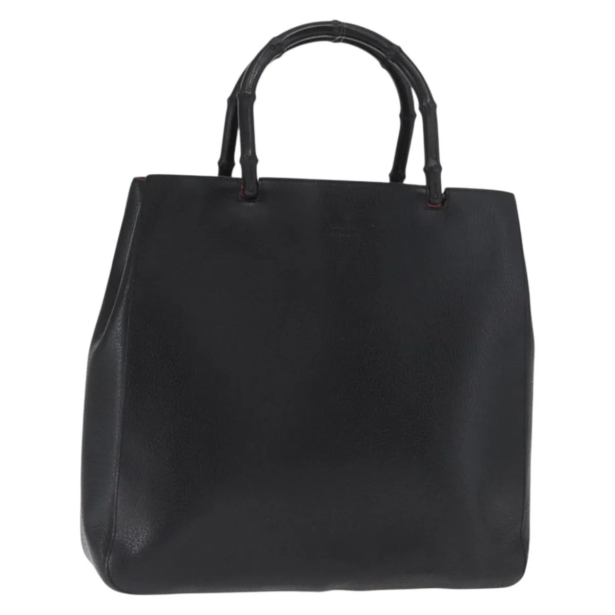 Gucci Vintage Bamboo Handle Tote Leather, Black, Leather, Tote Bag