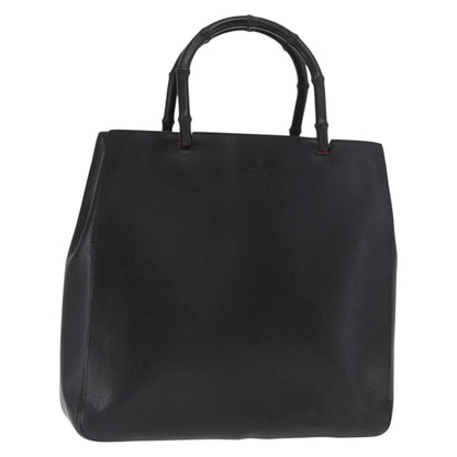 Gucci Vintage Bamboo Handle Tote Leather, Black, Leather, Tote Bag