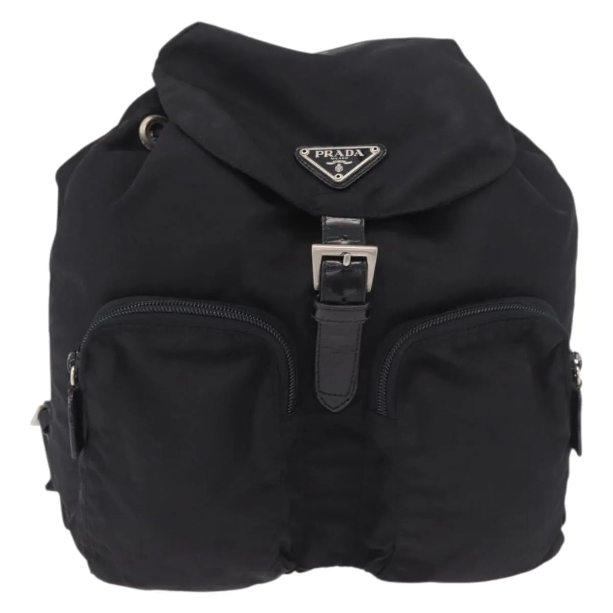 Prada Double Front Pocket Tessuto, Black, Nylon, Backpack
