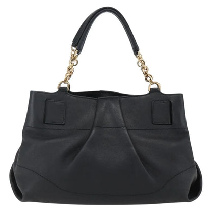 Salvatore Ferragamo W Chain Tote Leather, Black, Leather, Handbag