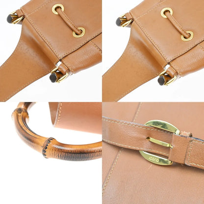 Gucci Vintage Bamboo Sling Leather, Brown, Leather, Backpack