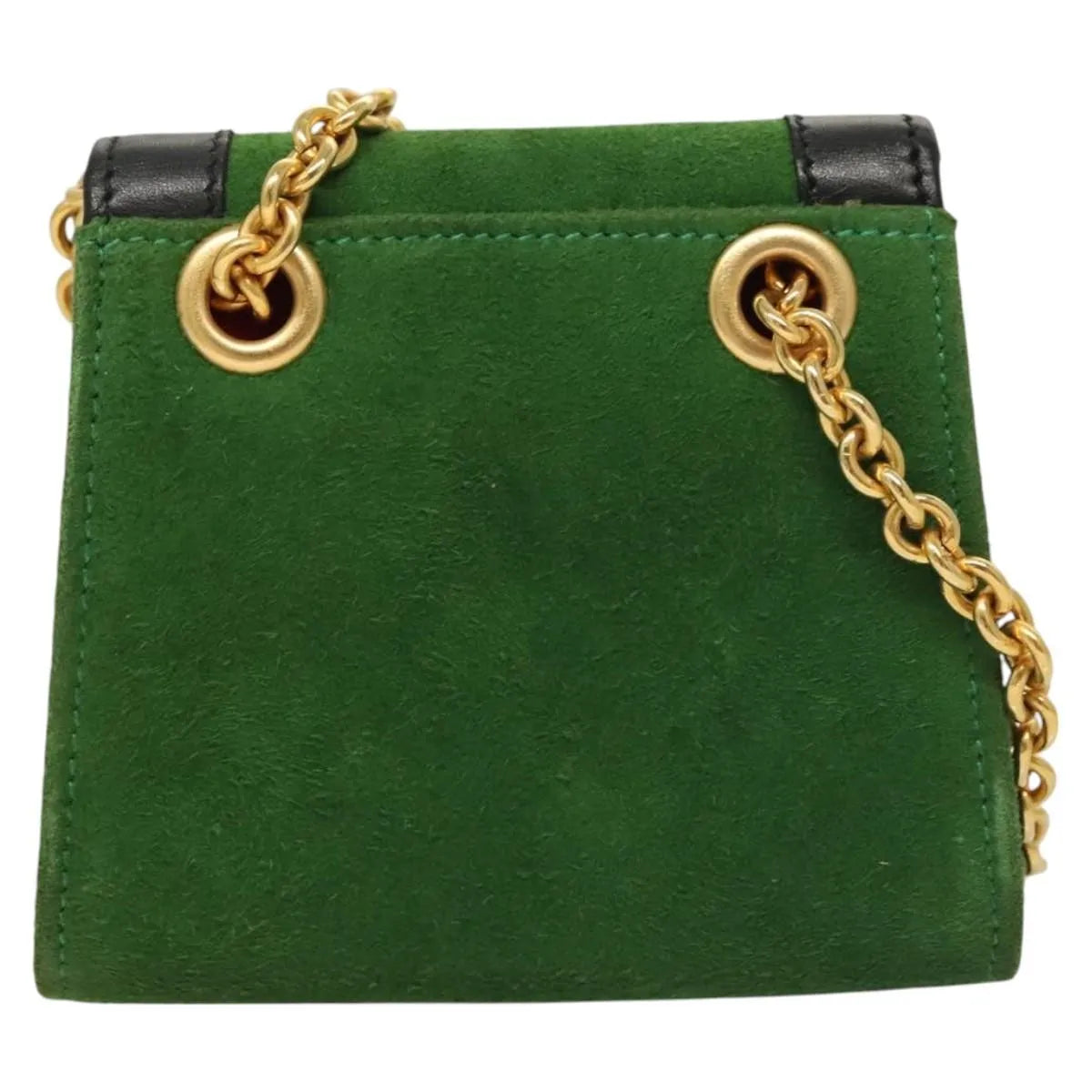 Celine Circle Logo Suede, Green, Suede, Clutch