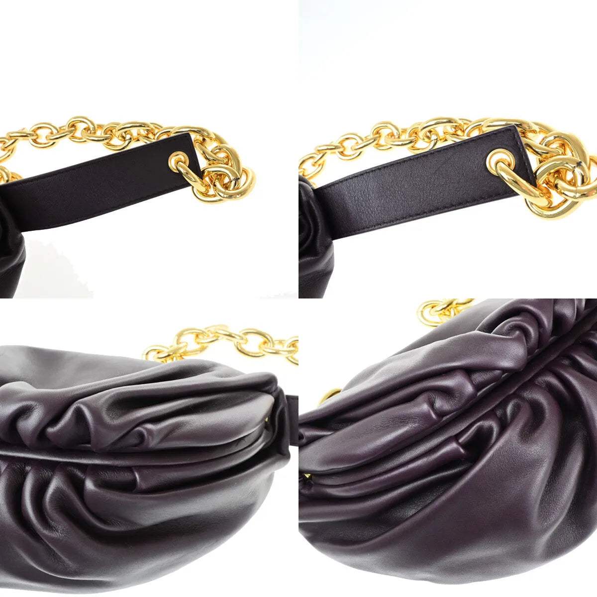 Bottega Veneta The Chain Leather, Burgundy, Leather, Bag