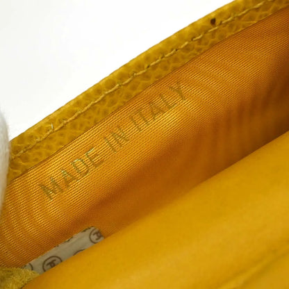 Chanel Vintage CC Phone Holder Caviar, Yellow, Leather, Clutch