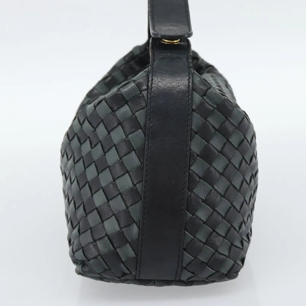 Bottega Veneta Handle Pouch Intrecciato Nappa, Black, Leather, Clutch
