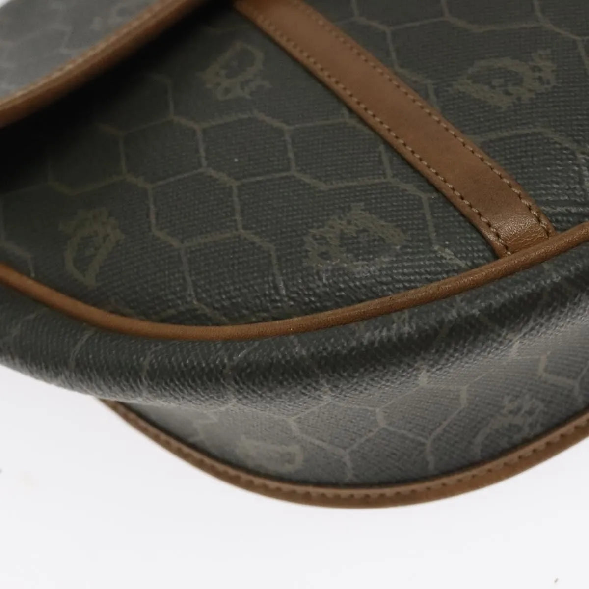Christian Dior Vintage Honeycomb Flap Coated Canvas, Green, Canvas, Shoulder Bag