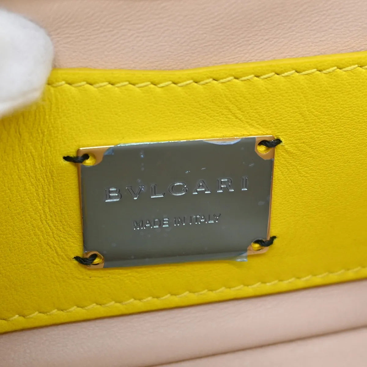 Bvlgari Serpenti Cabochon Diagonal Quilted Leather, Yellow, Leather, Shoulder Bag
