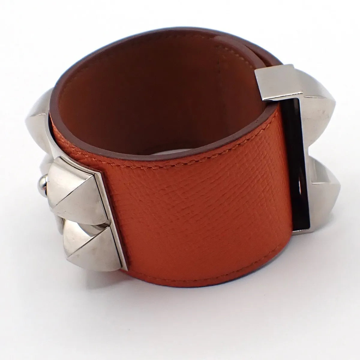 Hermes Collier de Chien Leather, Orange, Leather, Bracelet