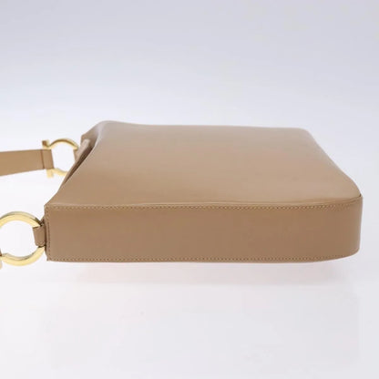 Salvatore Ferragamo Gancini Leather, Beige, Leather, Shoulder Bag